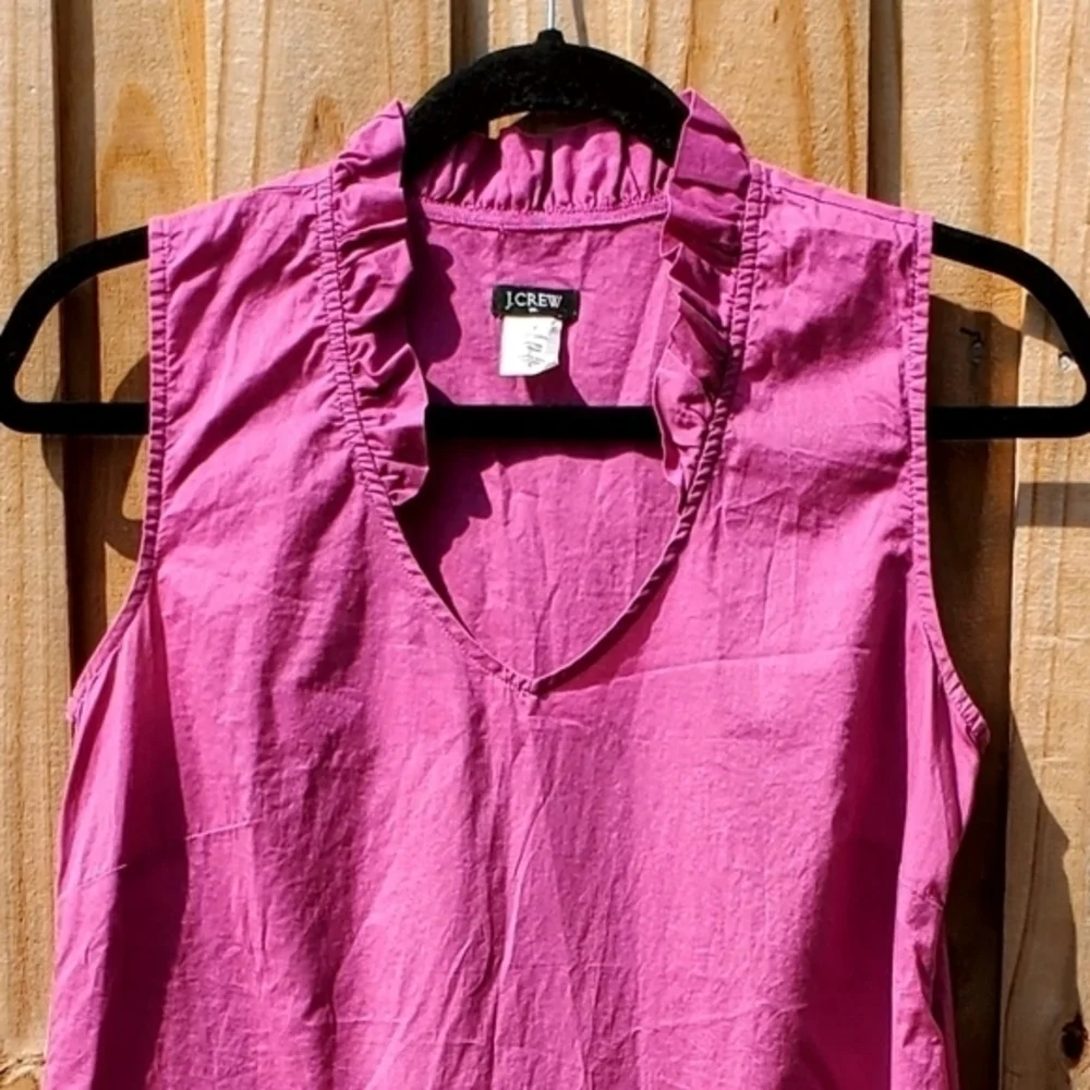 J. Crew Cotton Sleeveless Ruffle Neckline‎ Blouse Top Size 2